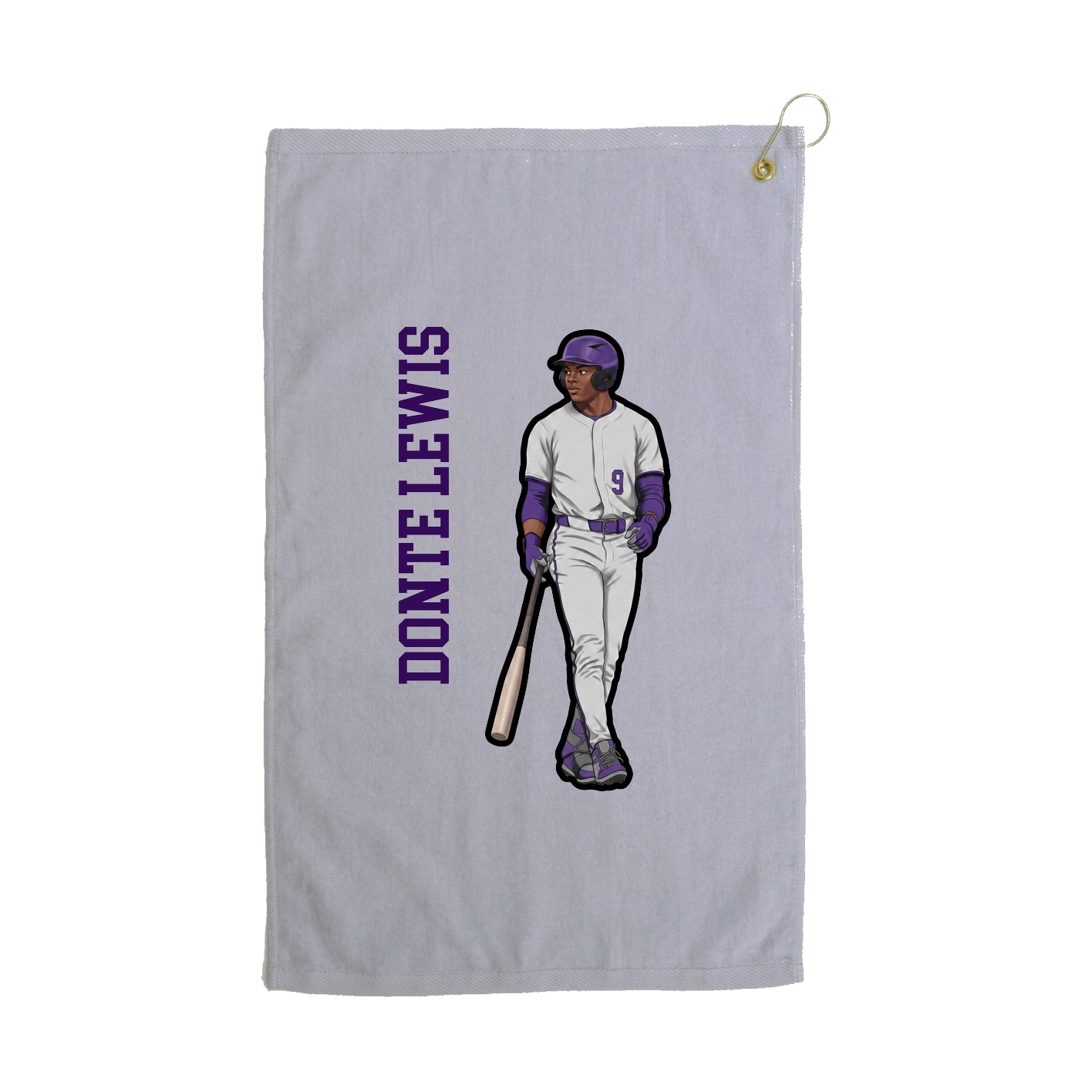 Golf Towel — Name Vertical in Grey