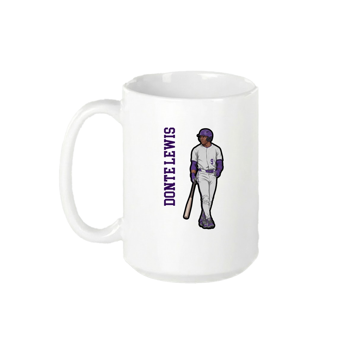 15oz Coffee Mug — Name Vertical in White