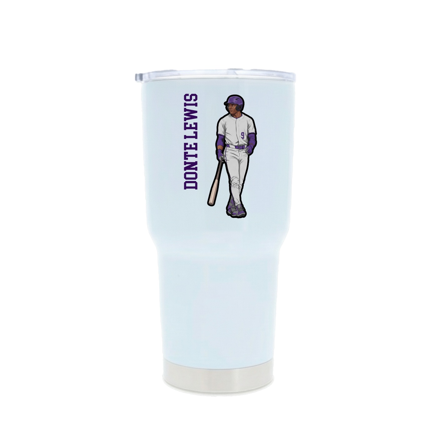 30oz Stainless Steel Tumbler — Name Vertical in White