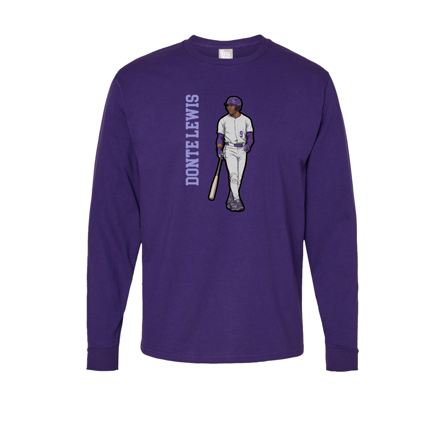 Long Sleeve Tee — Name Vertical in Purple
