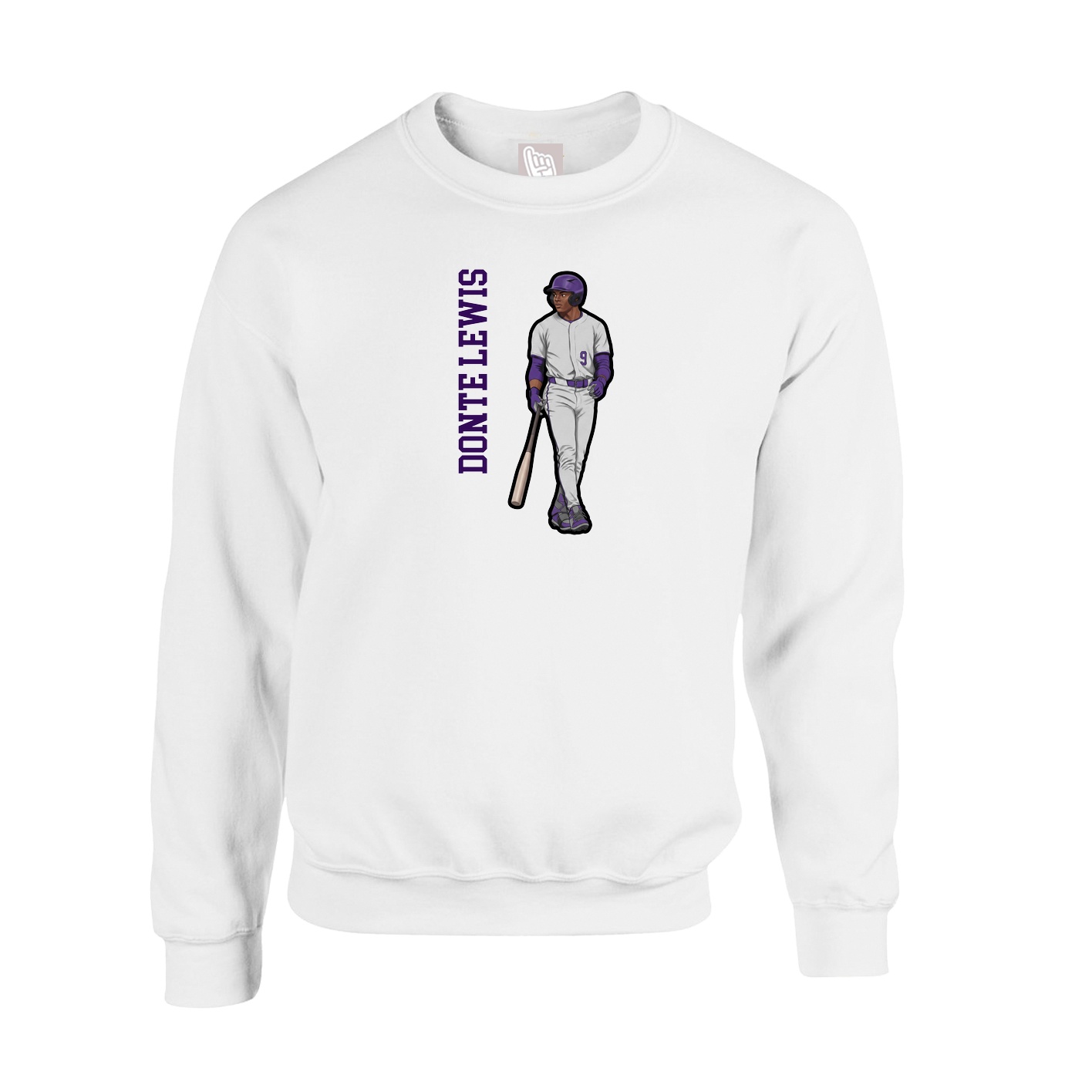 Fleece Crew — Name Vertical in White