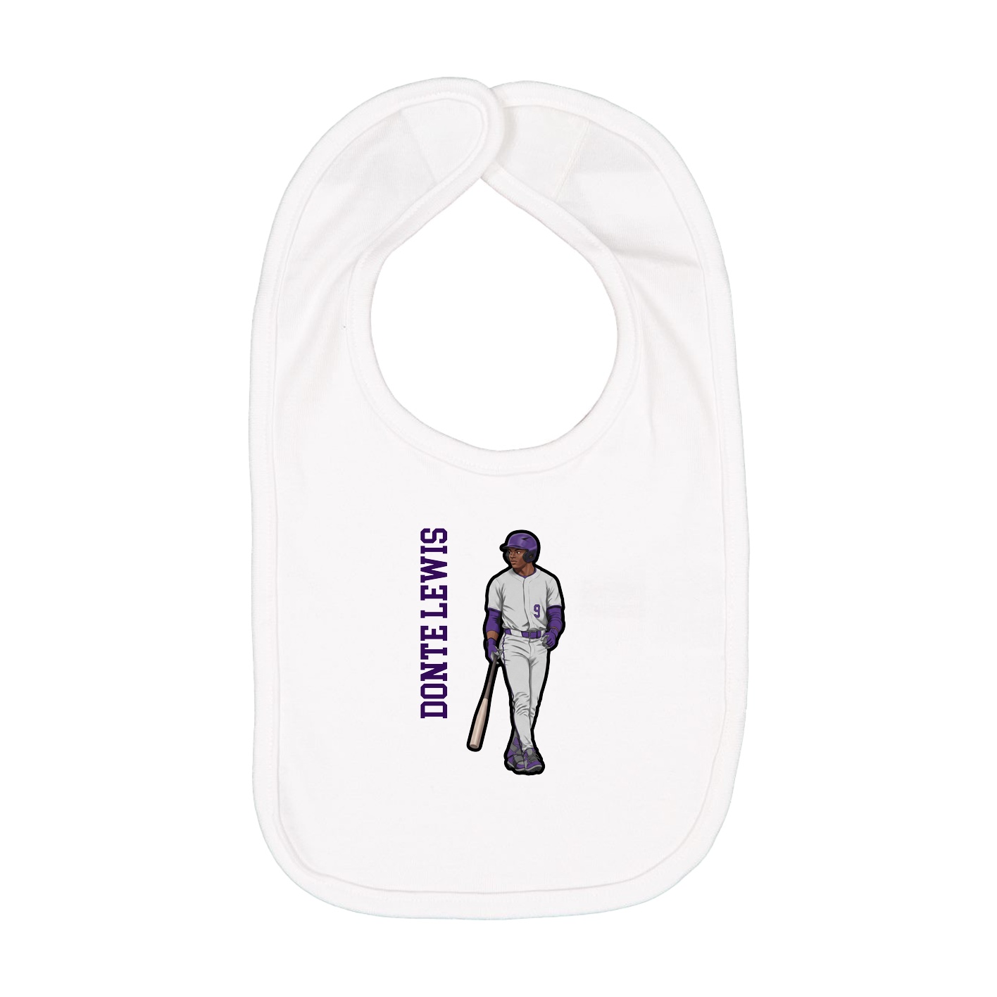 Infant Bib — Name Vertical in White