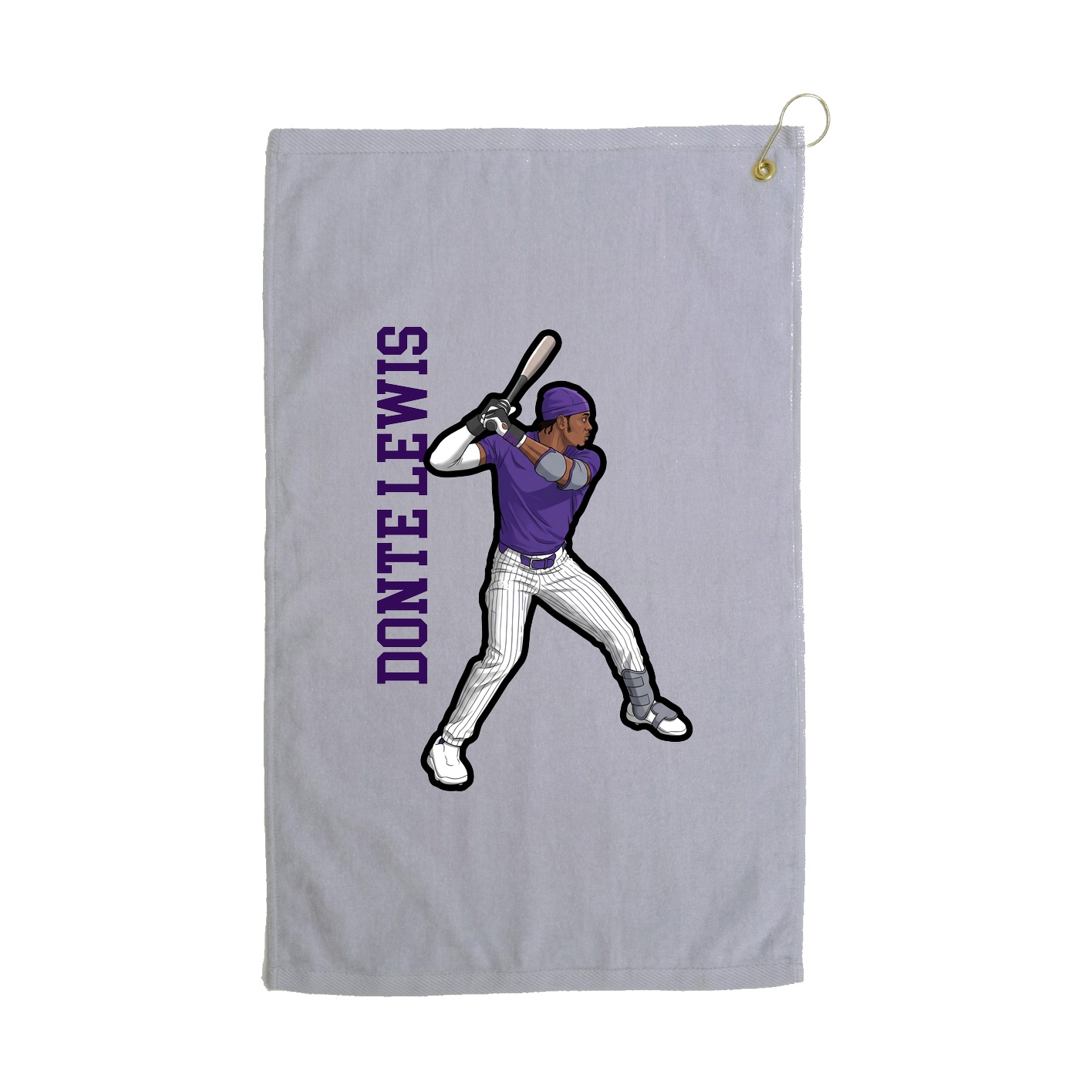 Golf Towel — Name Vertical in Grey