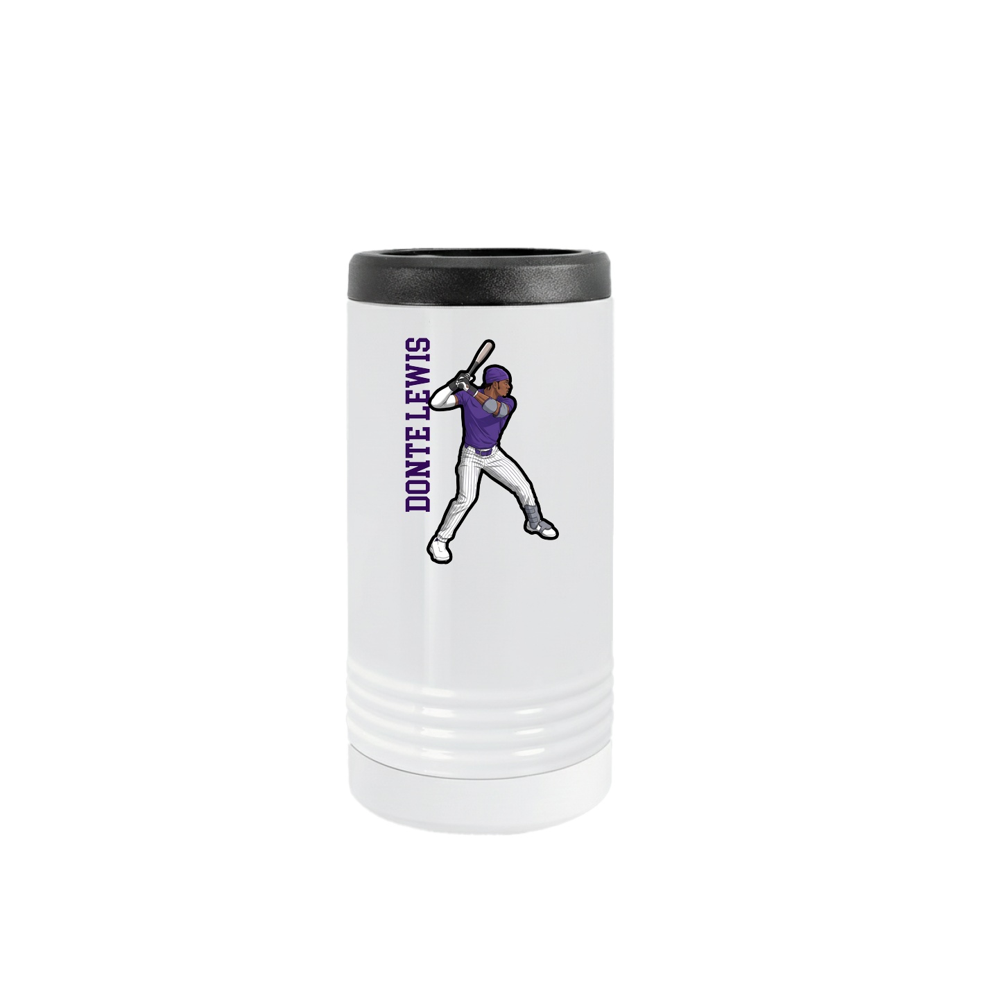 Slim Beverage Holder — Name Vertical in White