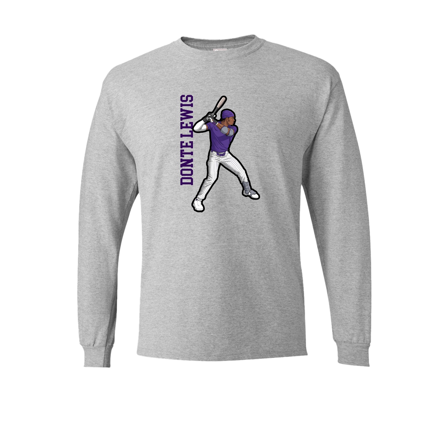 Long Sleeve Tee — Name Vertical in Grey