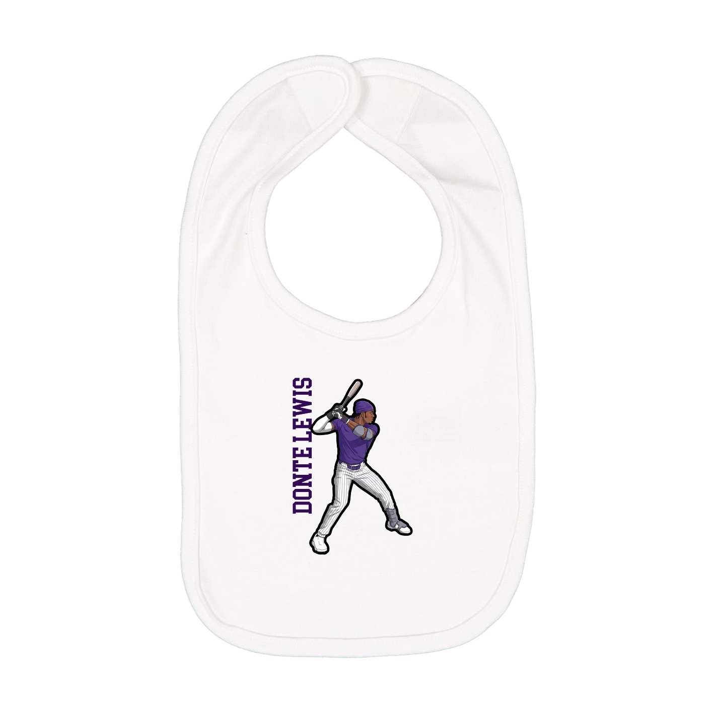Infant Bib — Name Vertical in White