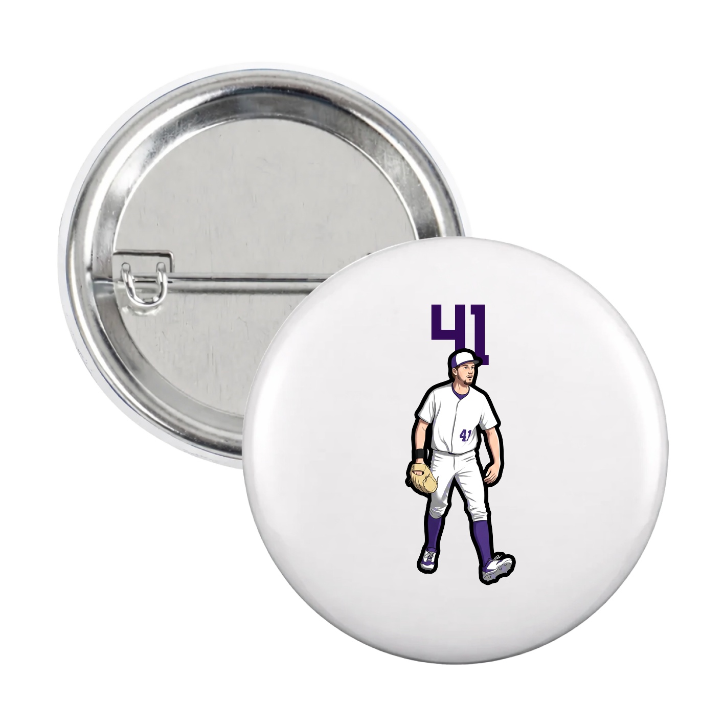 Game Day Button — Number Top in White