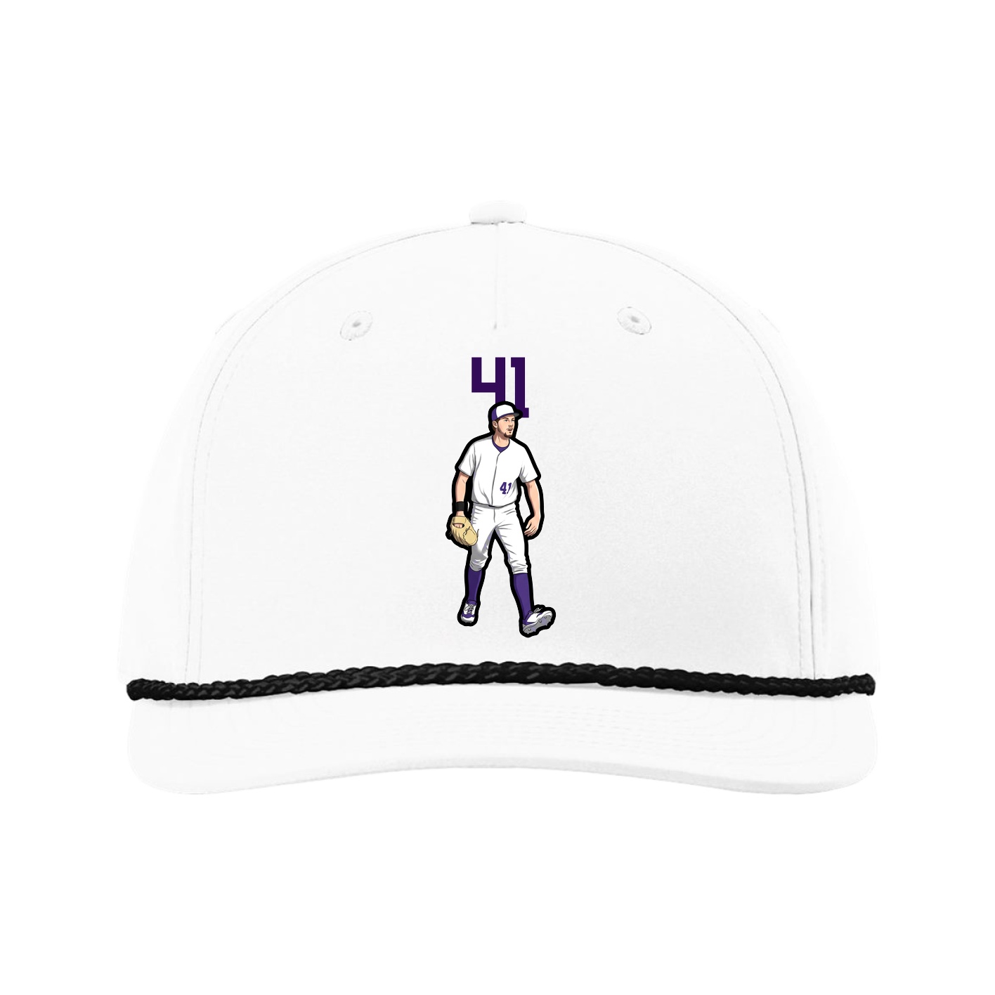 Five-Panel Classic Rope Cap — Number Top in White