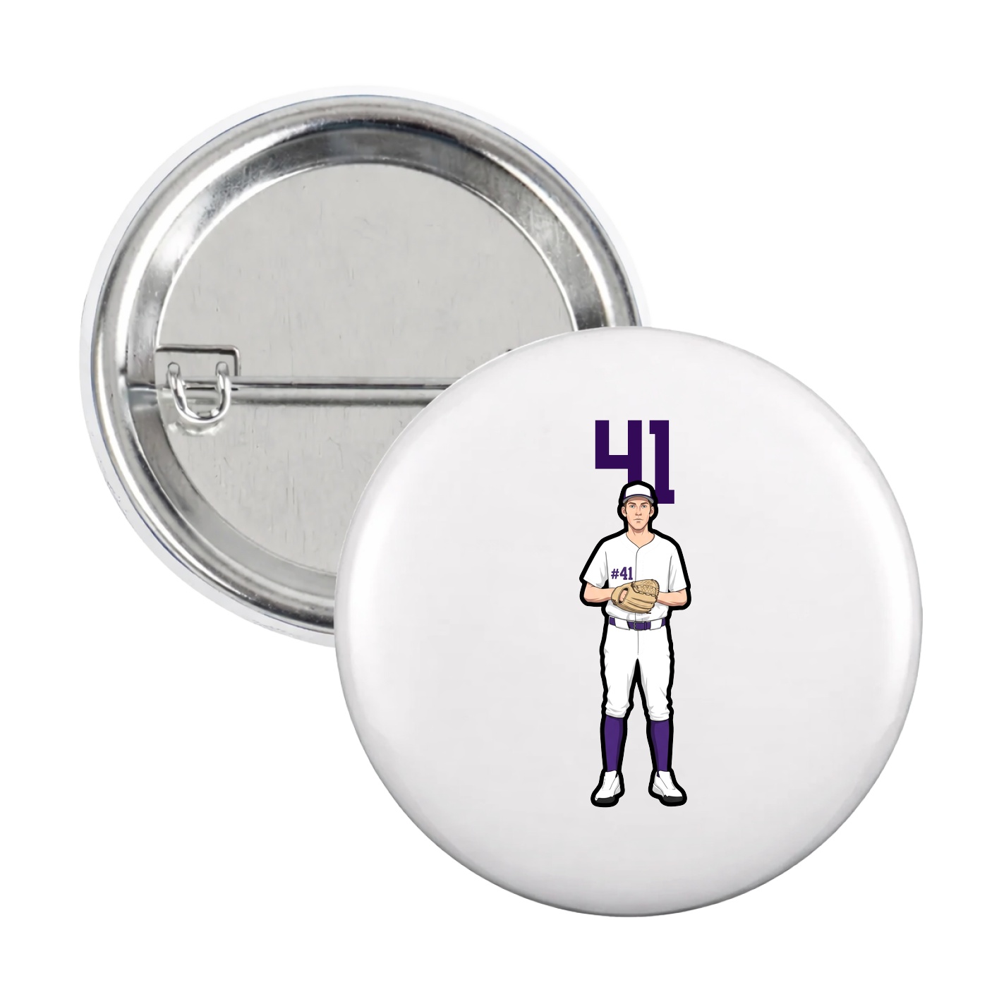 Game Day Button — Number Top in White