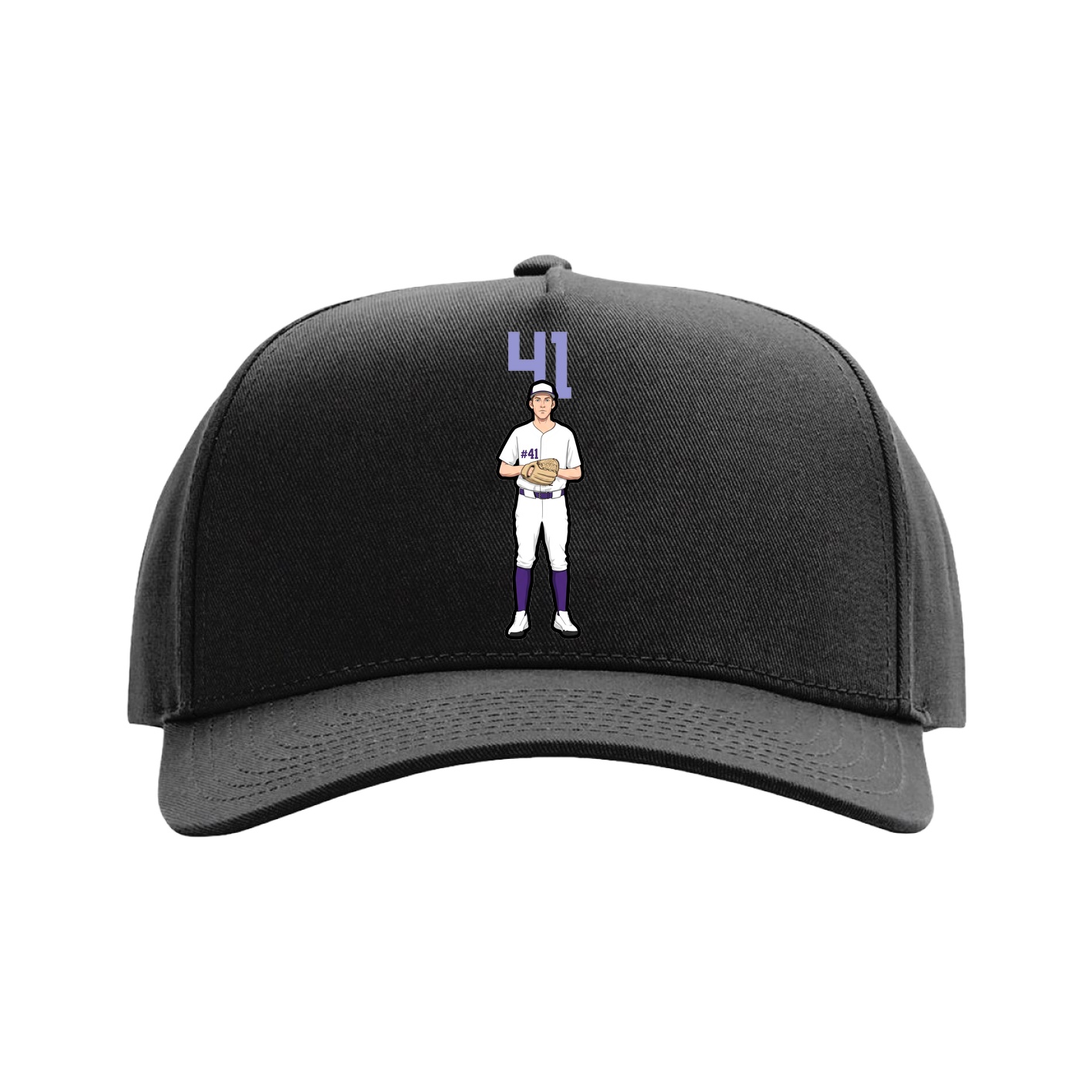Full Fabric Five-Panel Champ Cap — Number Top in Black