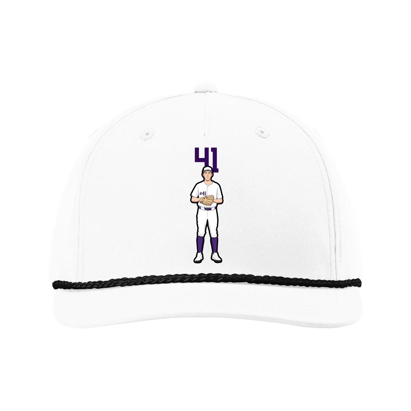 Five-Panel Classic Rope Cap — Number Top in White