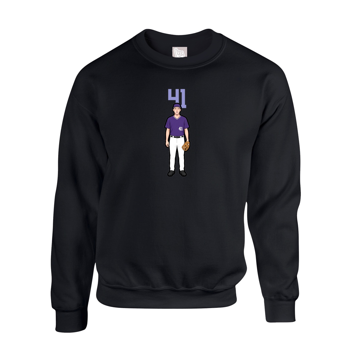 Fleece Crew — Number Top in Black