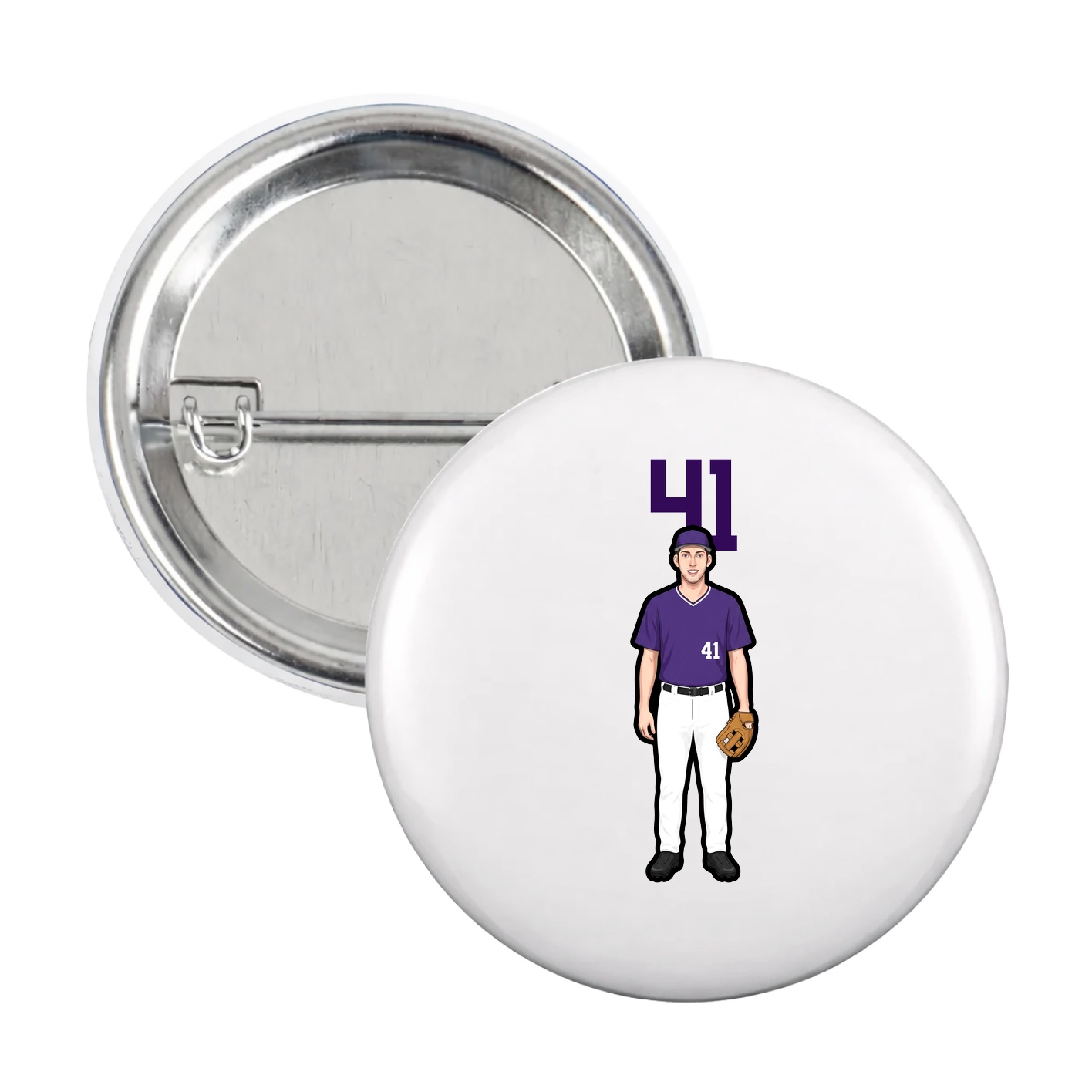 Game Day Button — Number Top in White