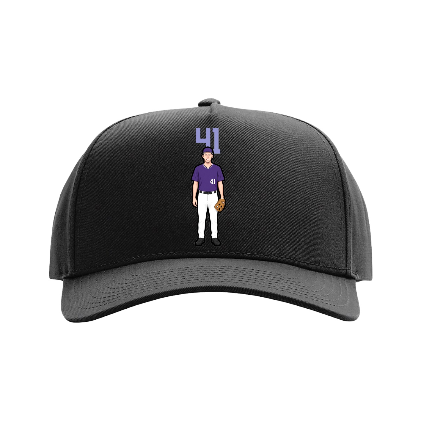 Full Fabric Five-Panel Champ Cap — Number Top in Black