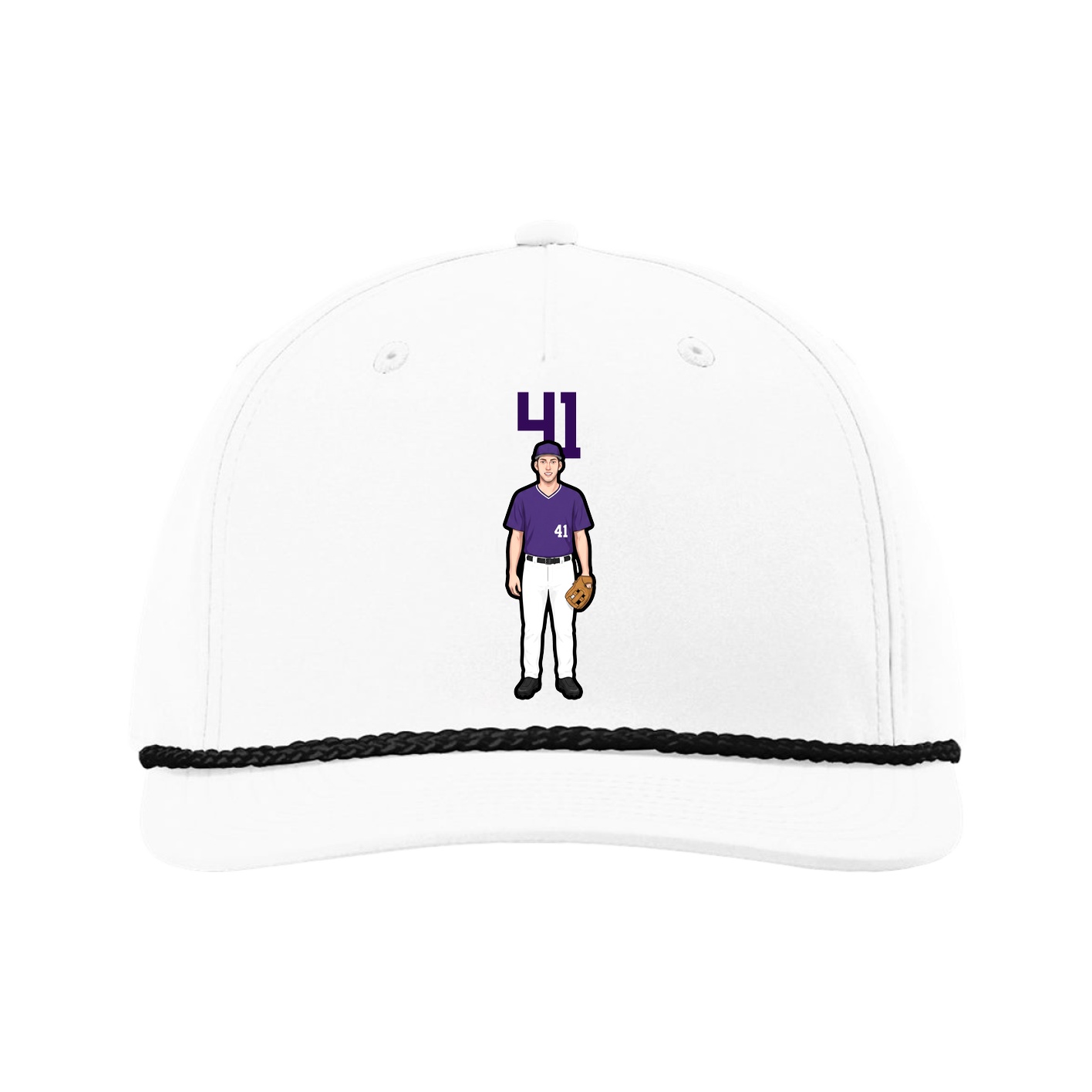 Five-Panel Classic Rope Cap — Number Top in White