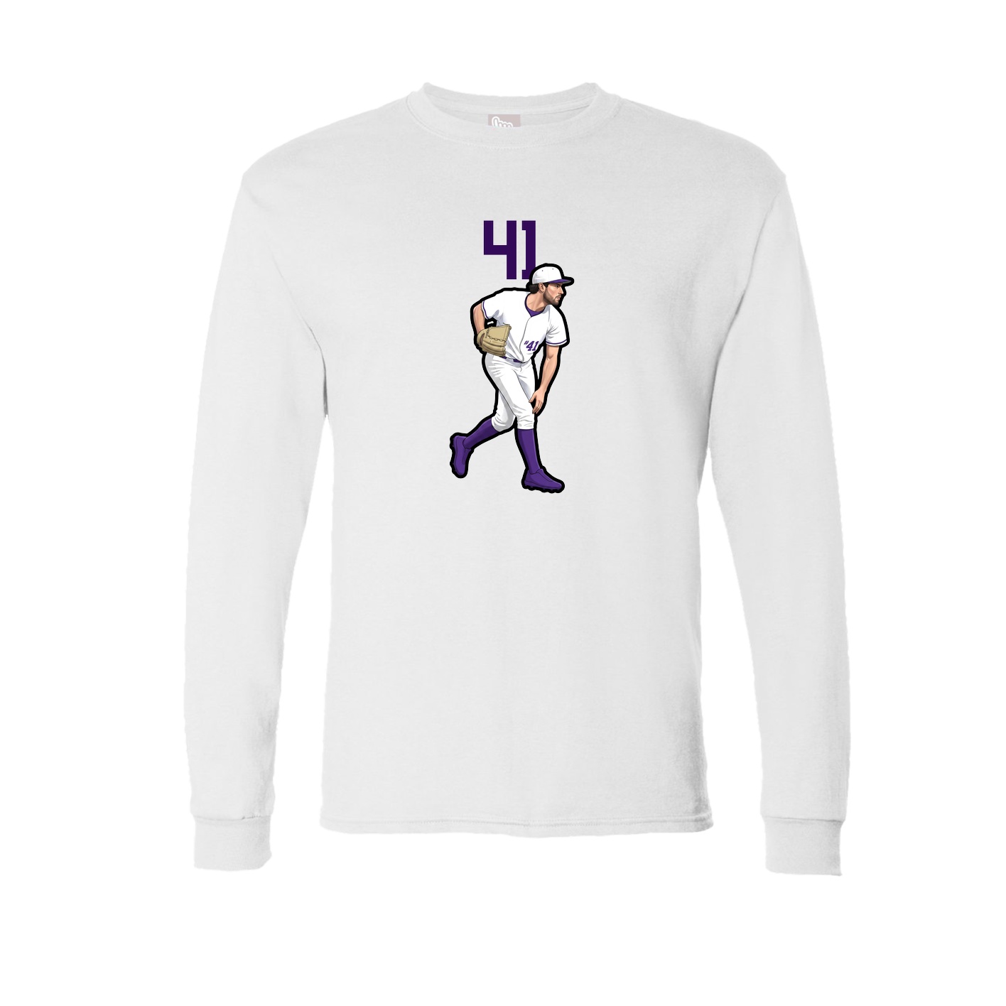 Long Sleeve Tee — Number Top in White