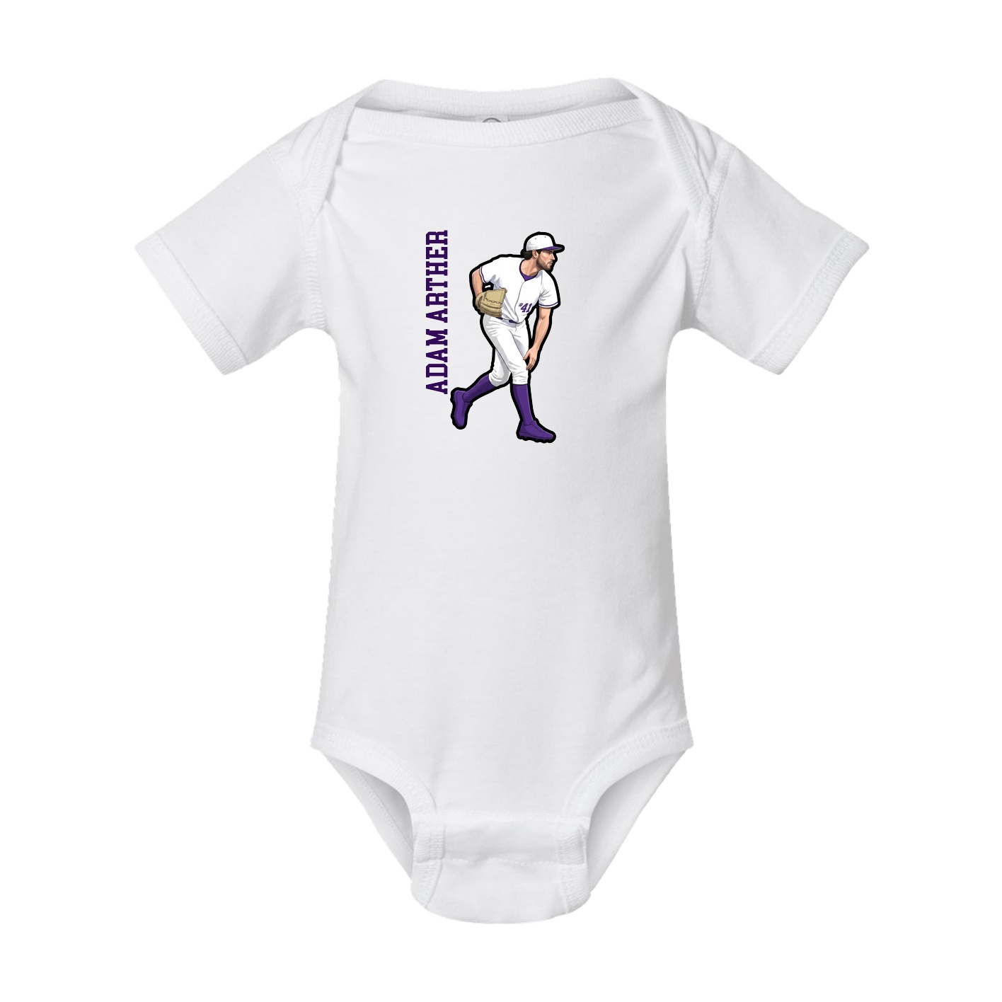 Baby Onesie — Name Vertical in White