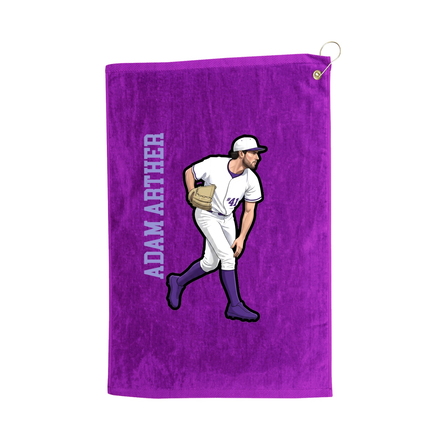 Golf Towel — Name Vertical in Purple