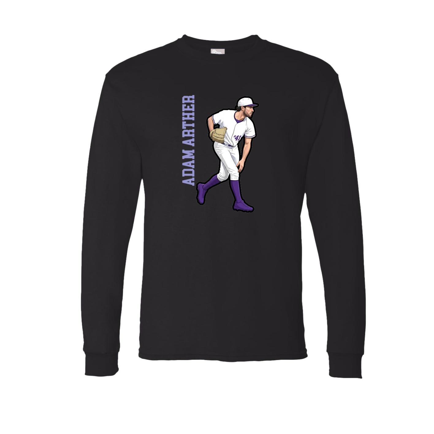 Long Sleeve Tee — Name Vertical in Black