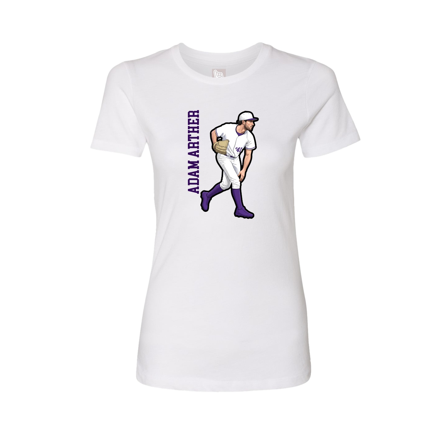 Womens Tee — Name Vertical in White