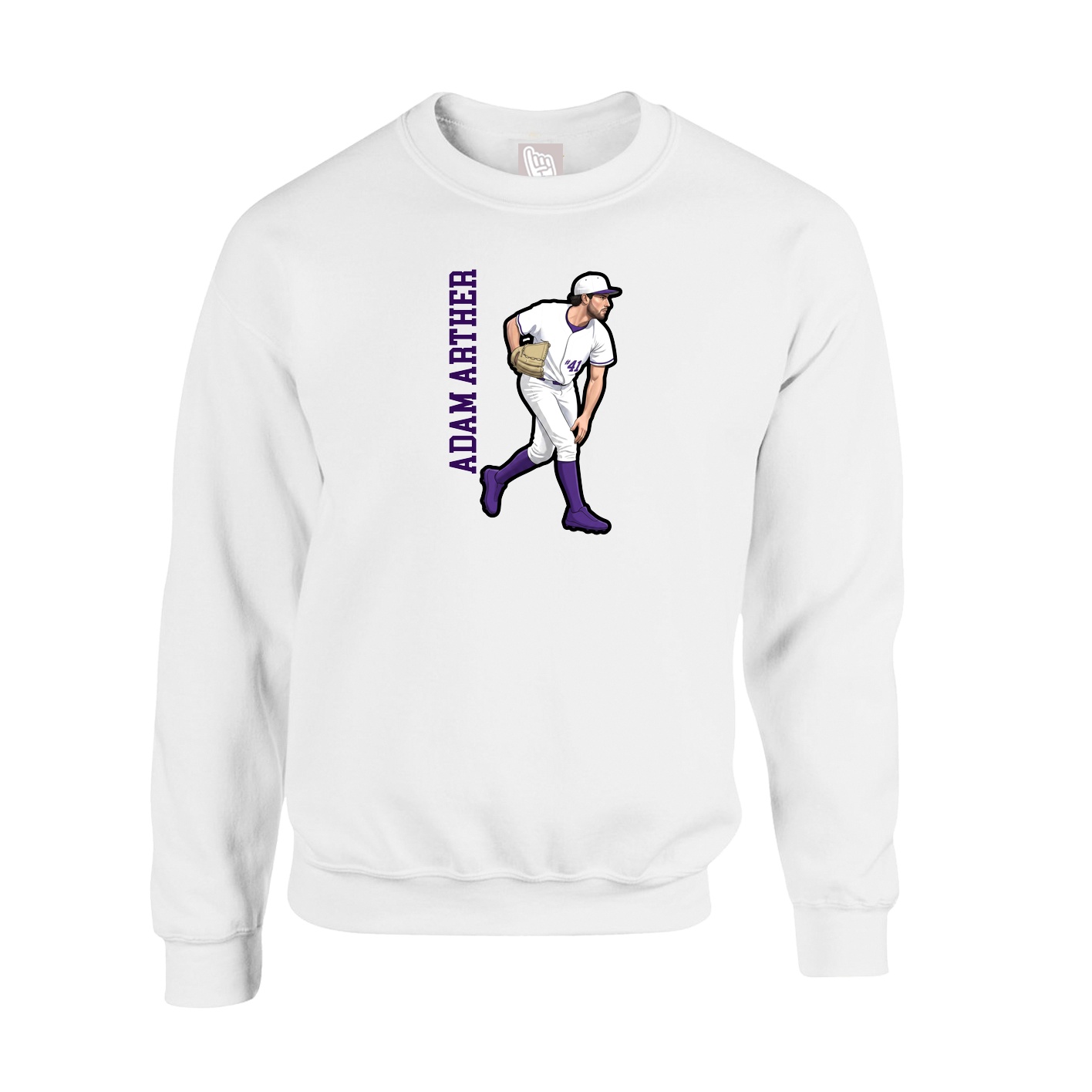 Fleece Crew — Name Vertical in White