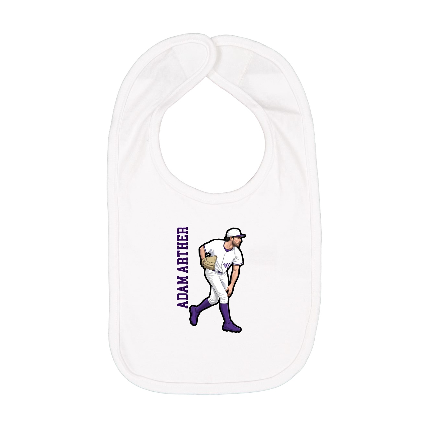 Infant Bib — Name Vertical in White