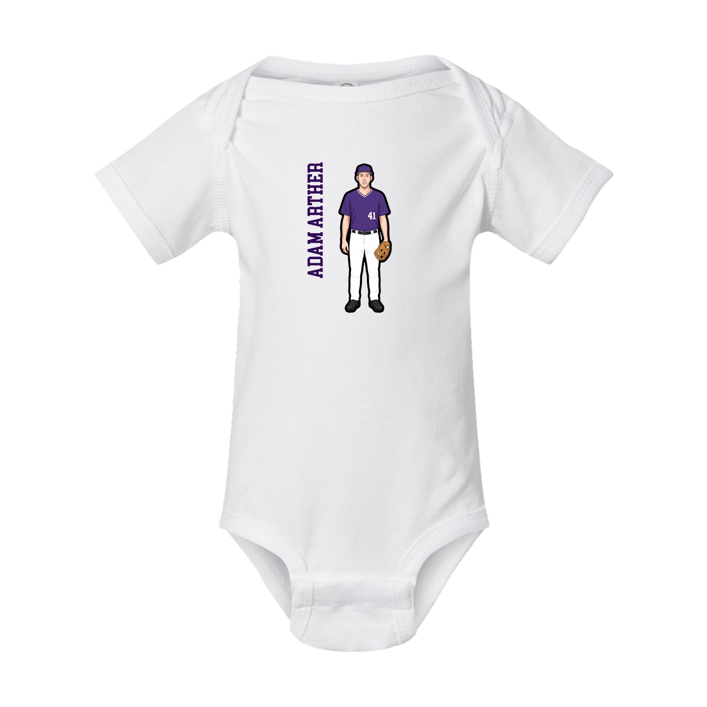 Baby Onesie — Name Vertical in White