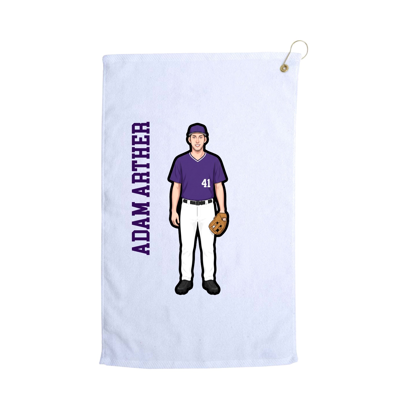 Golf Towel — Name Vertical in White