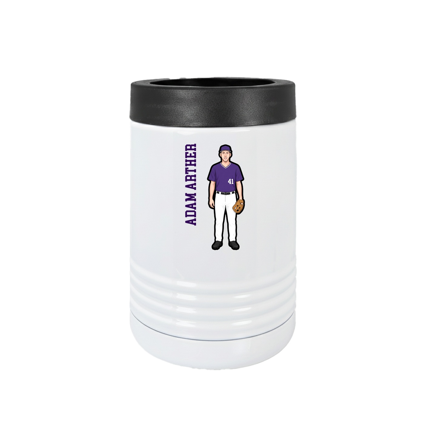 Beverage Holder — Name Vertical in White