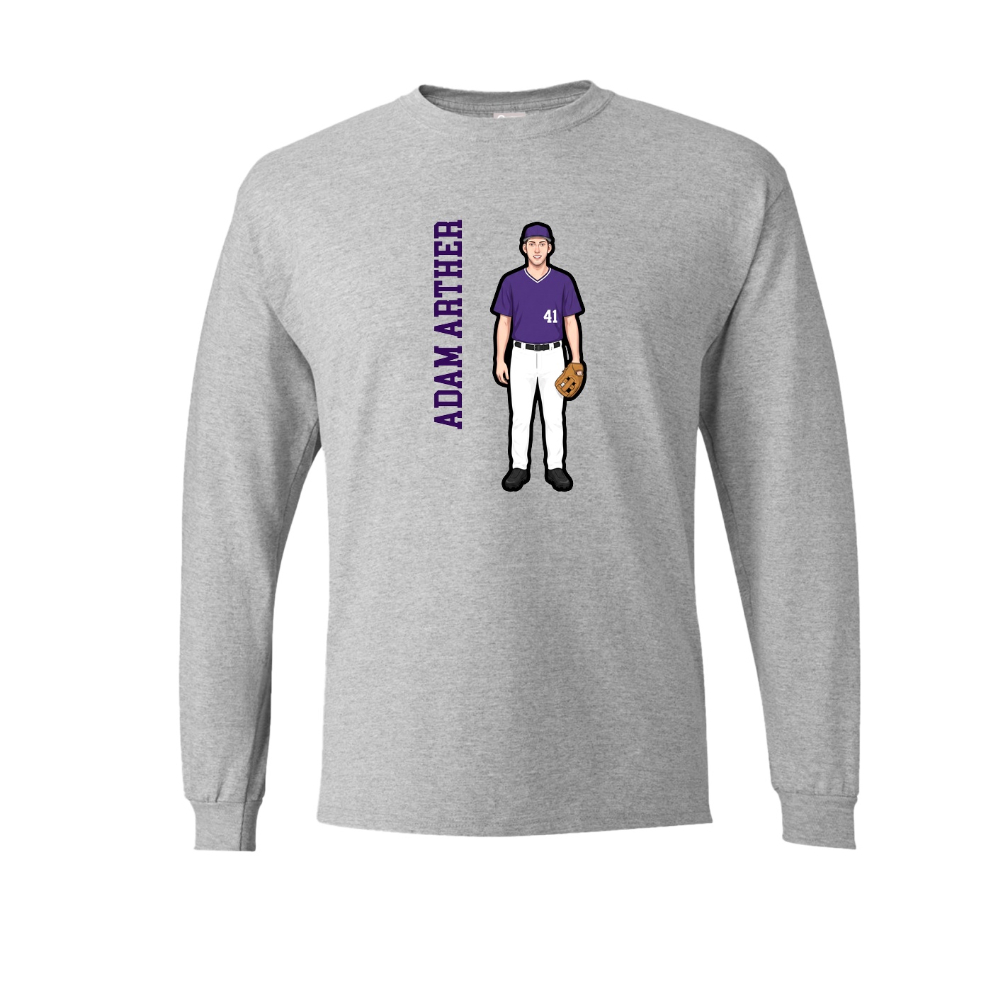 Long Sleeve Tee — Name Vertical in Grey