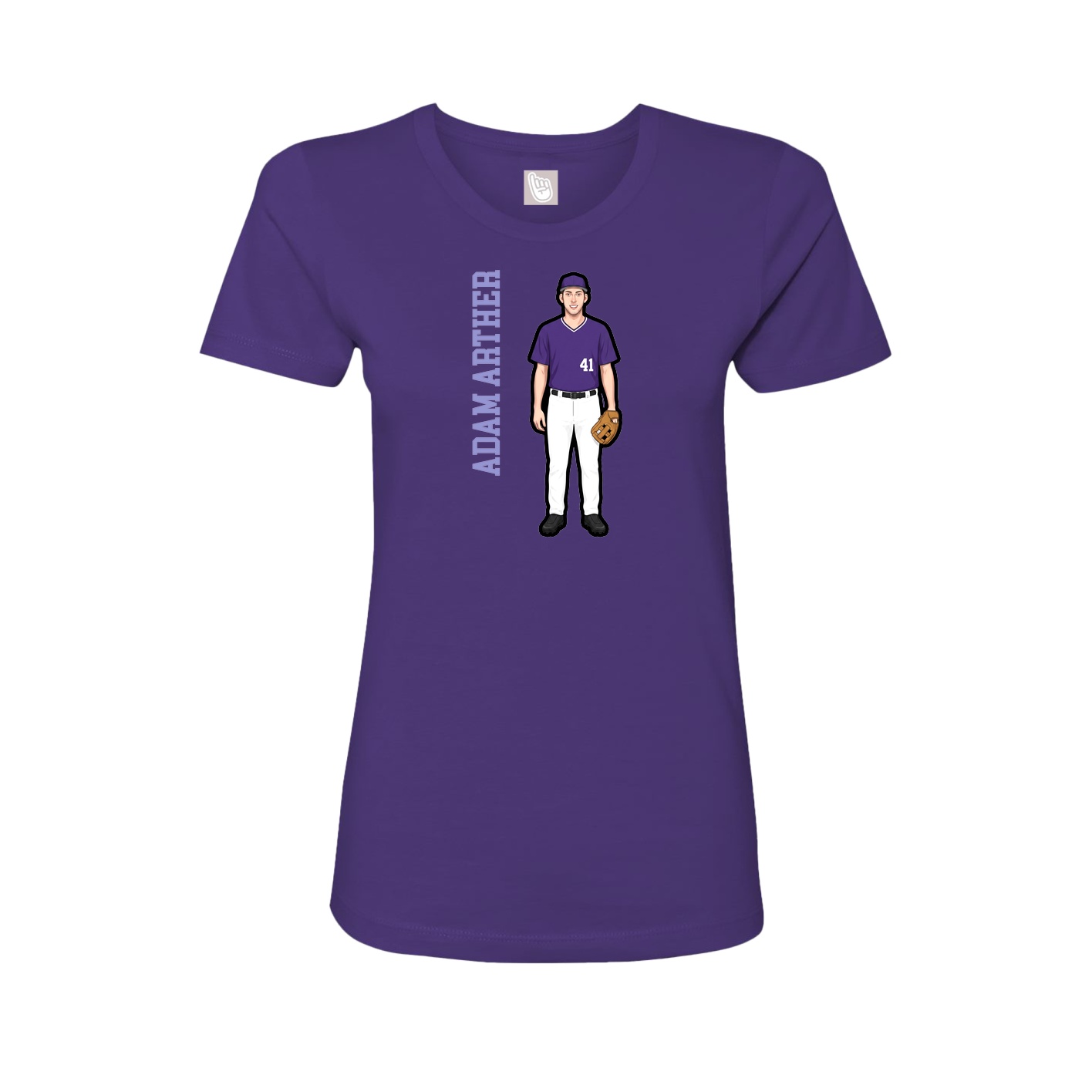 Womens Tee — Name Vertical in Purple