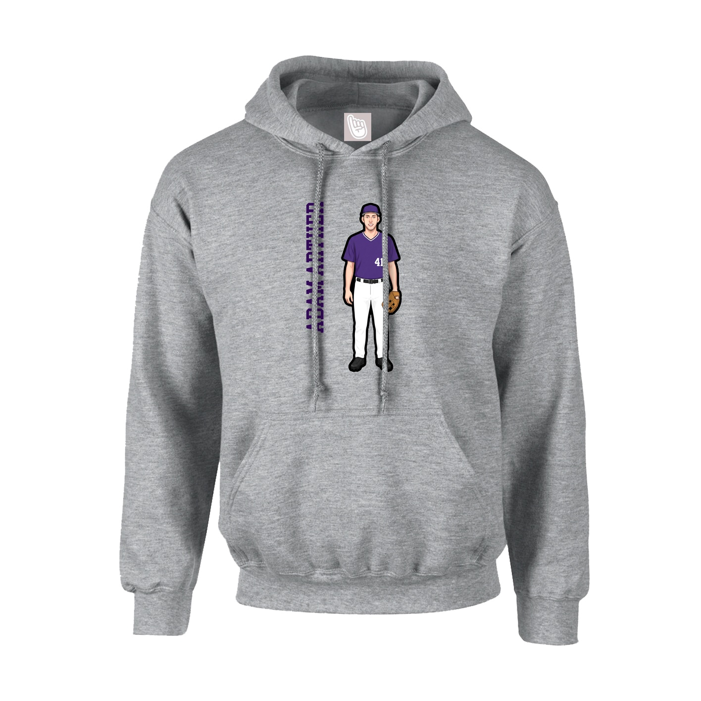 Youth Hoodie — Name Vertical in Grey