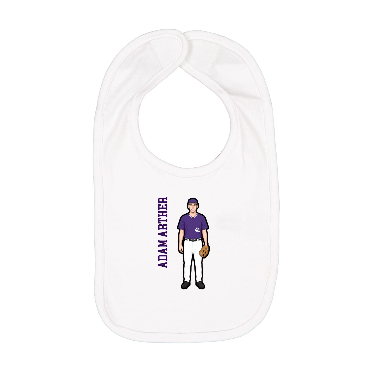 Infant Bib — Name Vertical in White