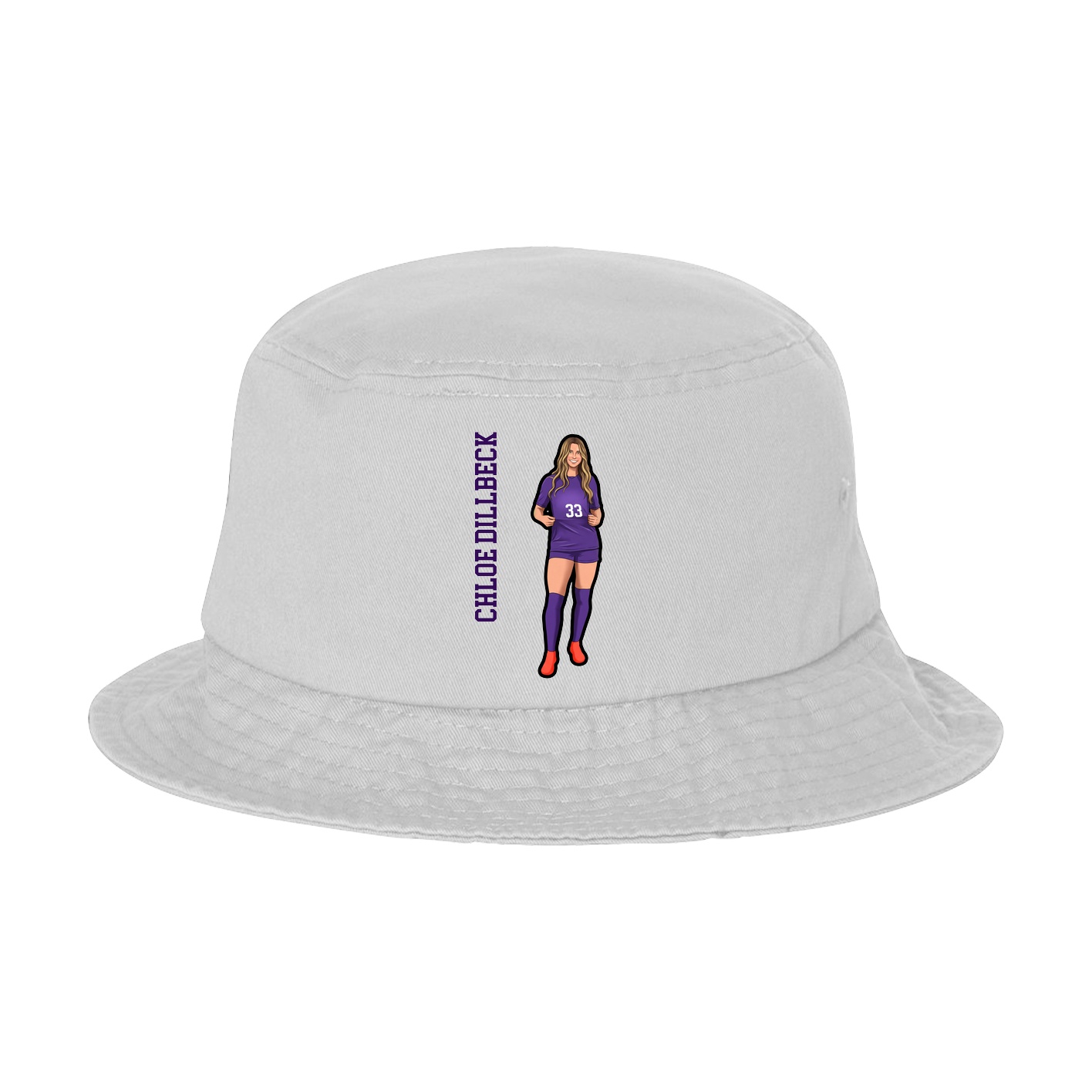 Bucket Cap — Name Vertical in White