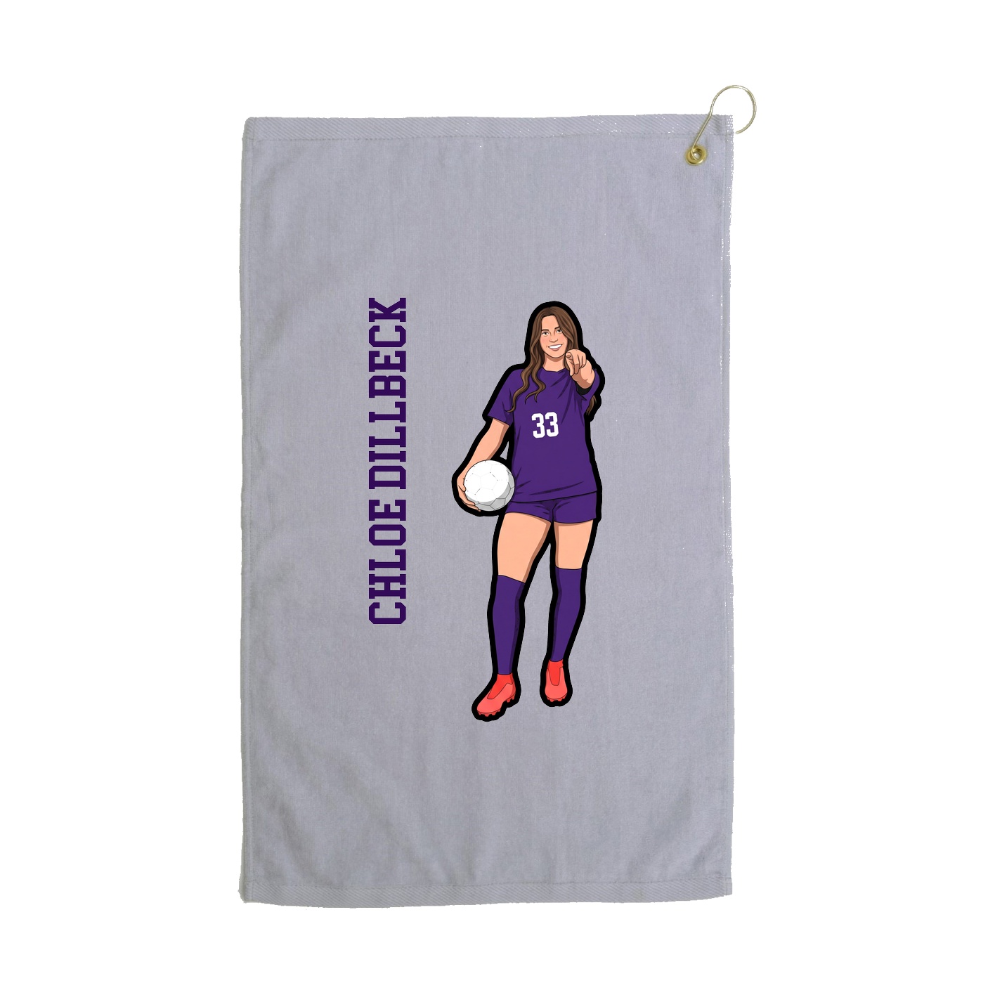 Golf Towel — Name Vertical in Grey