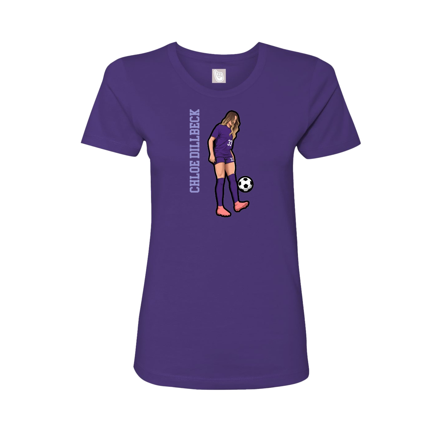 Fitted Women's Tee — Name Vertical in Purple