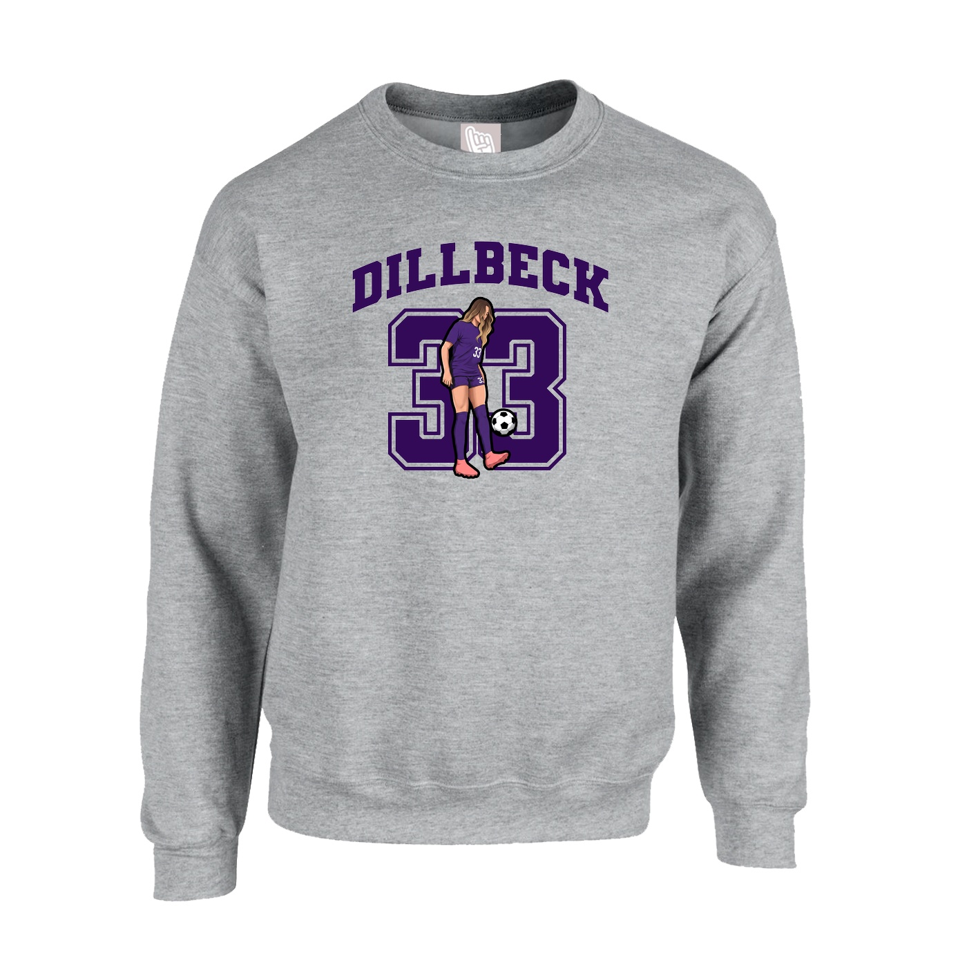 Fleece Crew — Number in Grey
