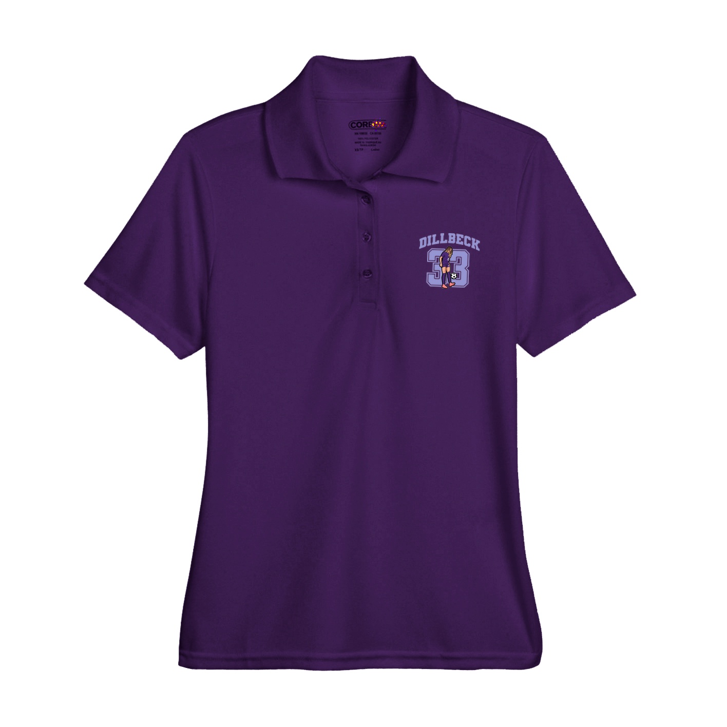 Womens Performance Polo — Number in Purple