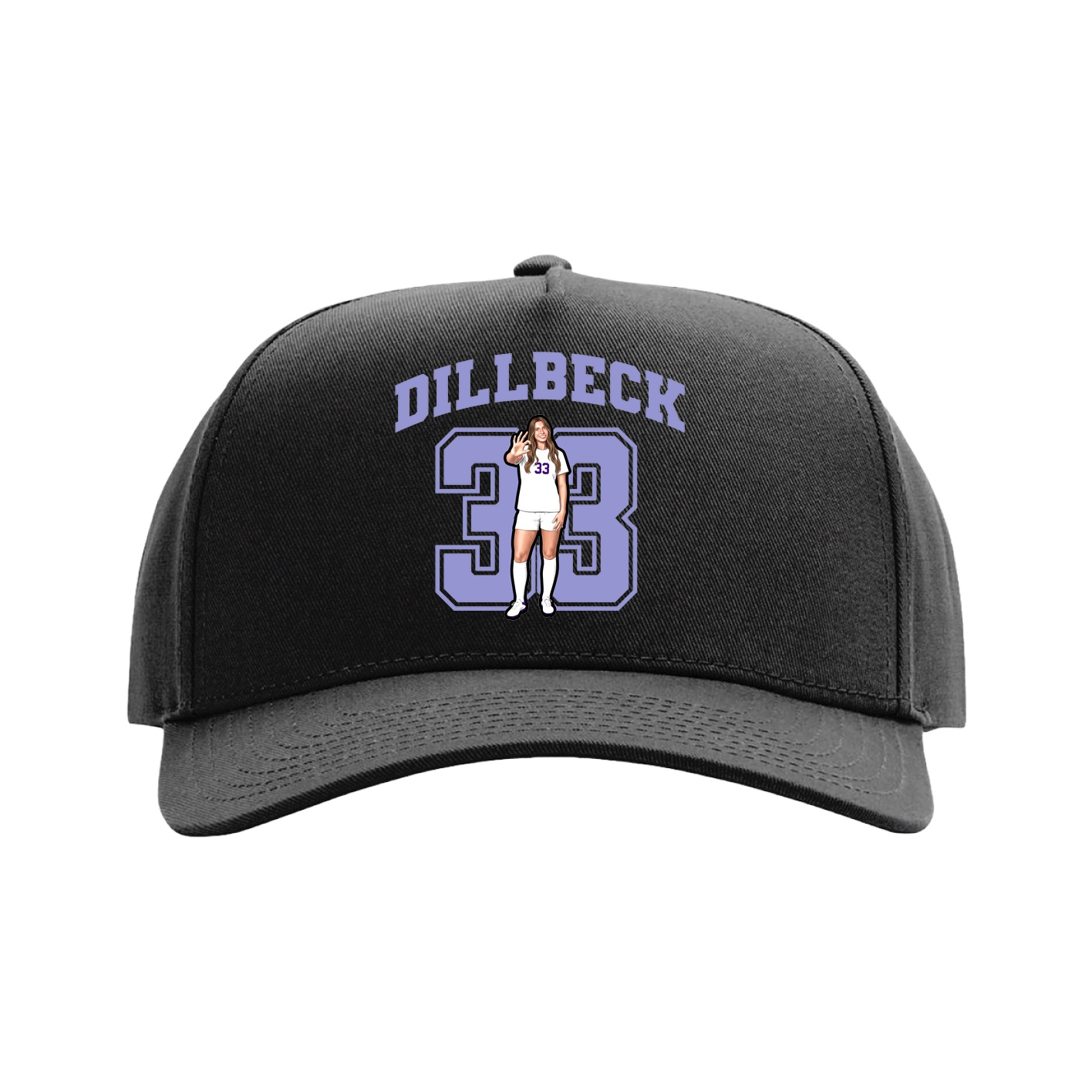 Full Fabric Five-Panel Champ Cap — Number in Black