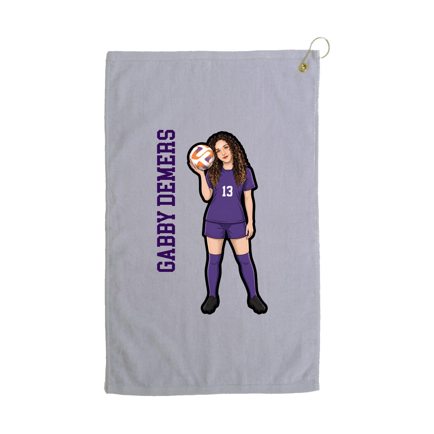 Golf Towel — Name Vertical in Grey