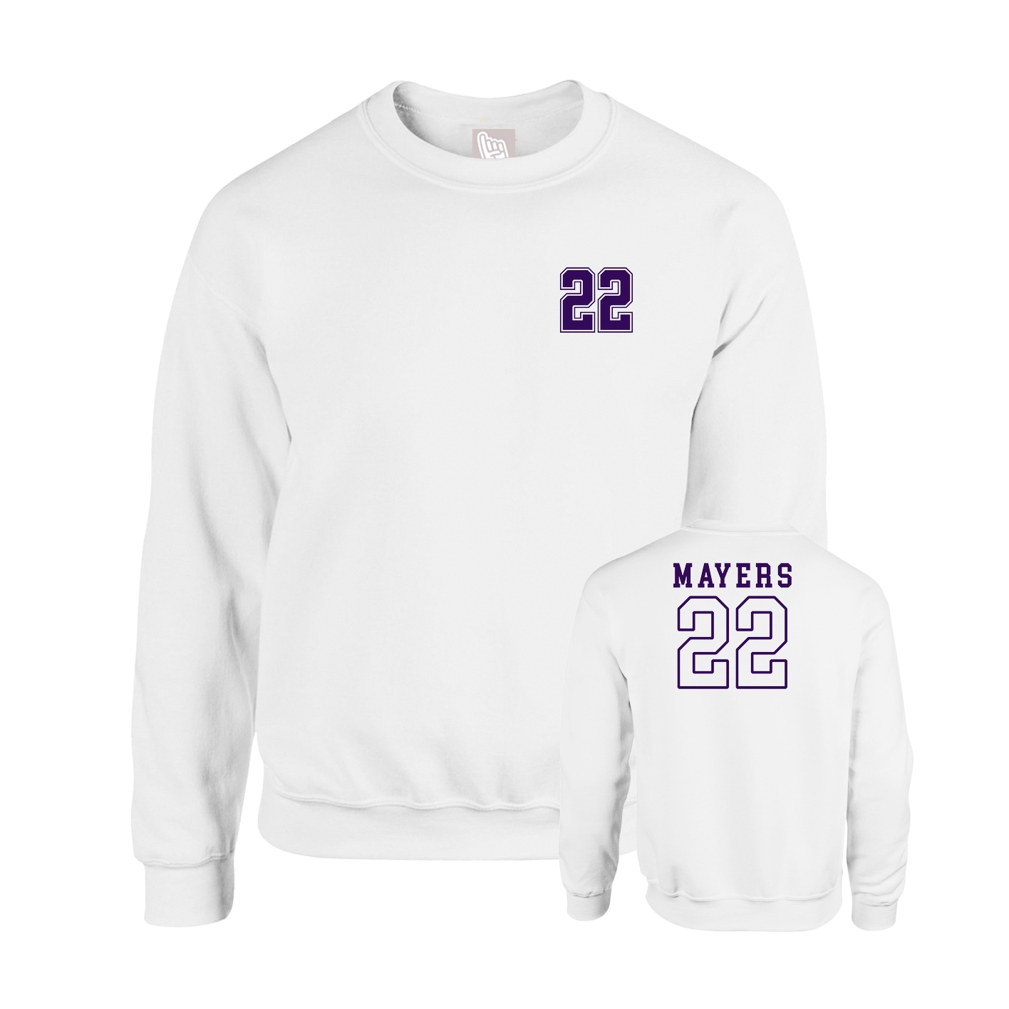 Fleece Crew — Chest Back in White