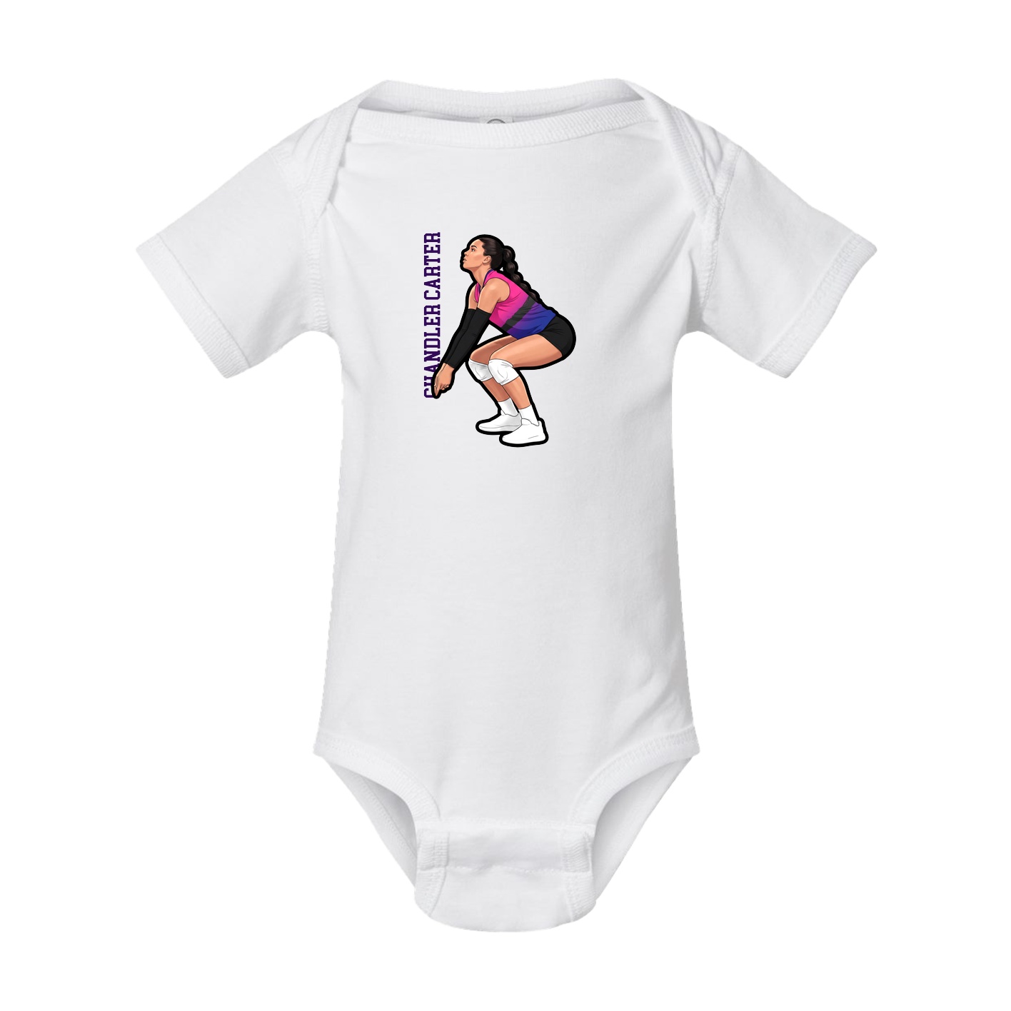 Baby Onesie — Name Vertical in White
