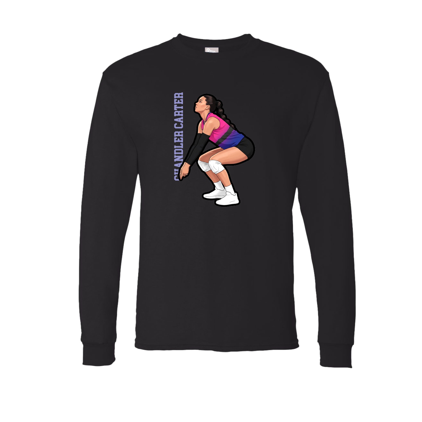 Long Sleeve Tee — Name Vertical in Black
