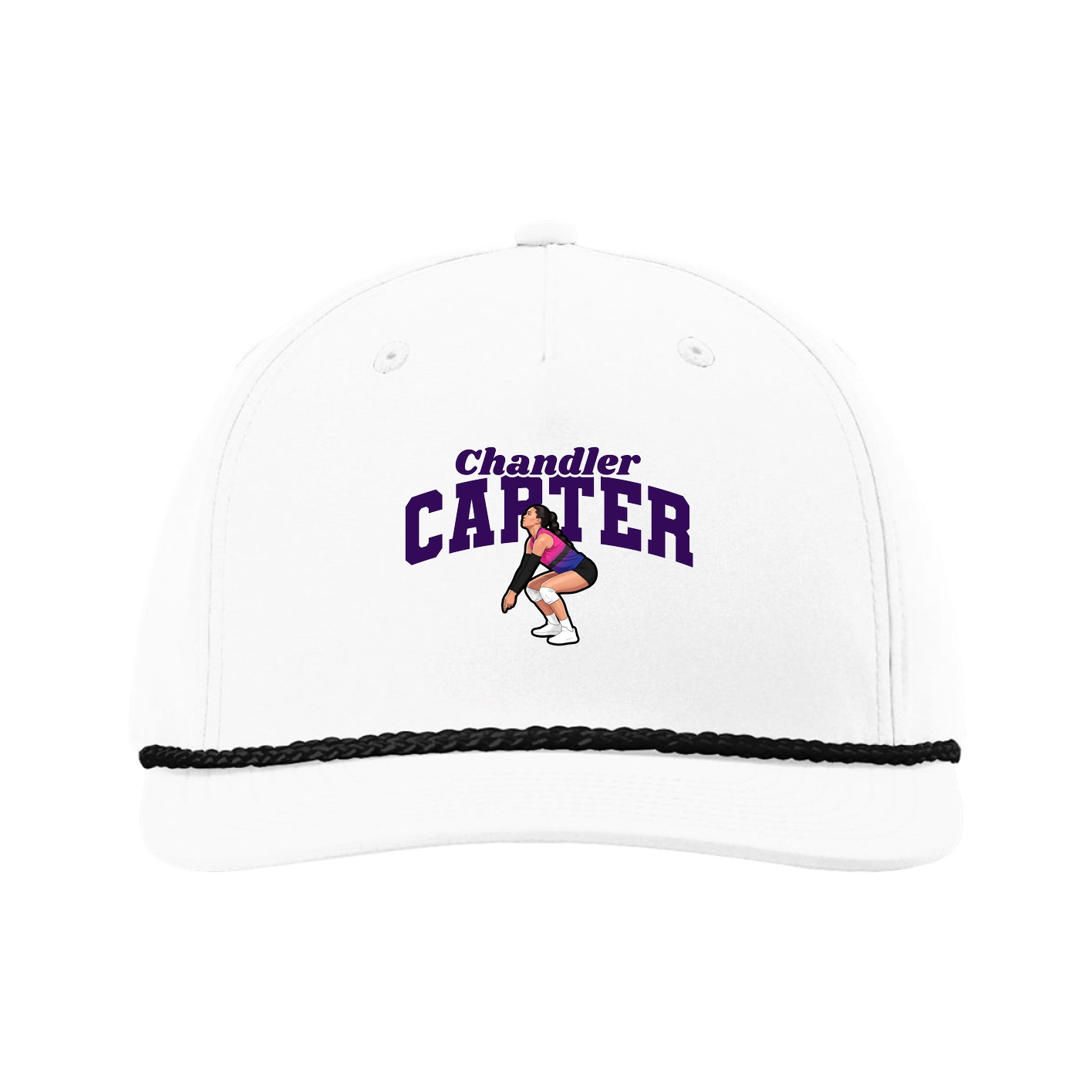 Five-Panel Classic Rope Cap — Signature Arch in White