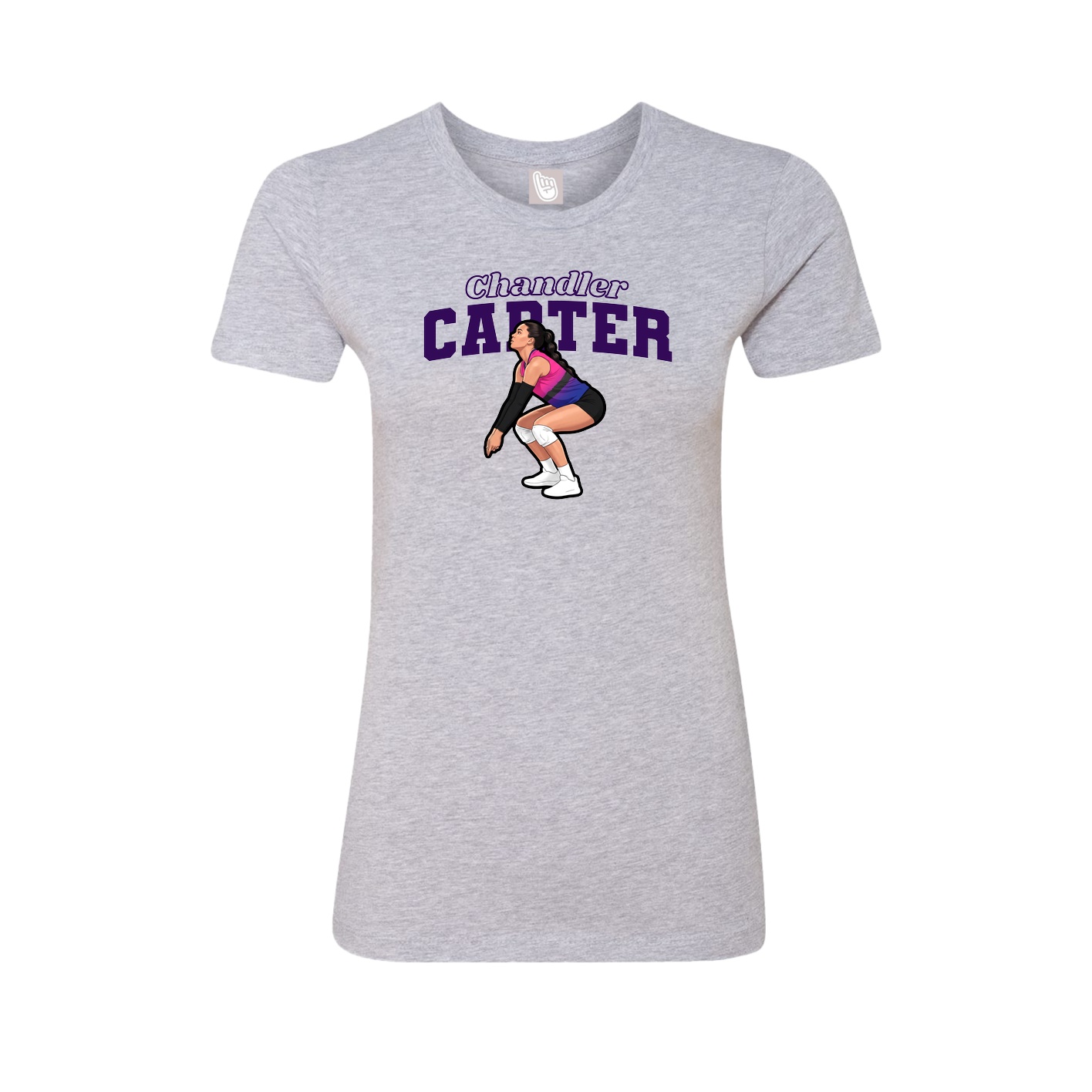 Fitted Women's Tee — Name Arch in Grey