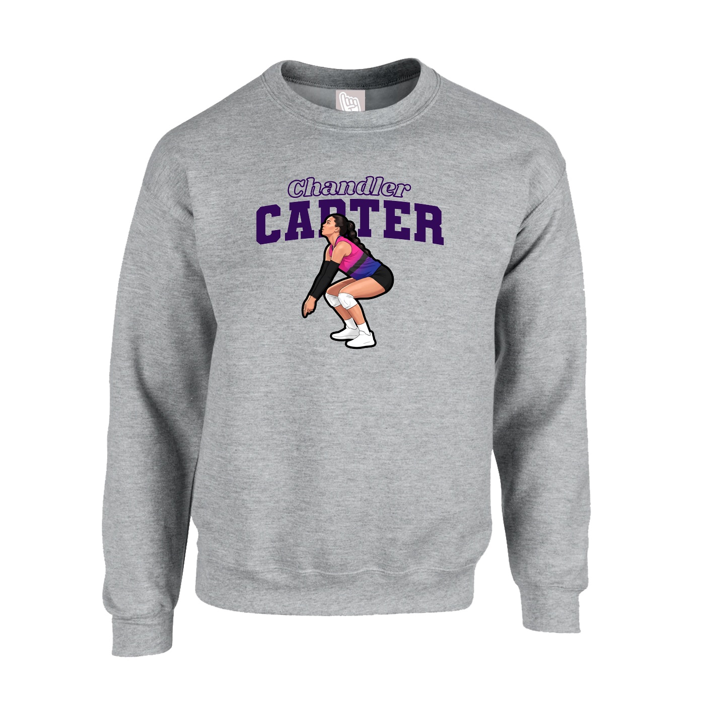 Fleece Crew — Name Arch in Grey