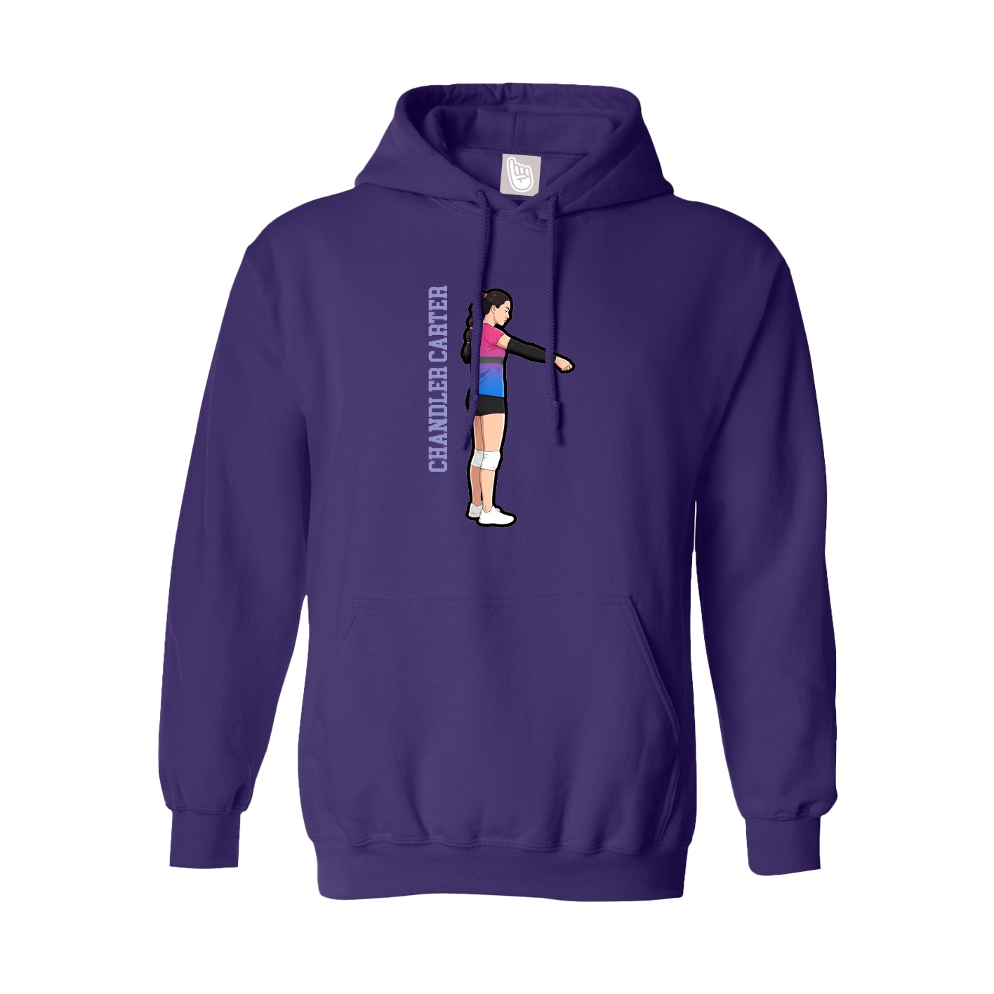 Youth Hoodie — Name Vertical in Purple