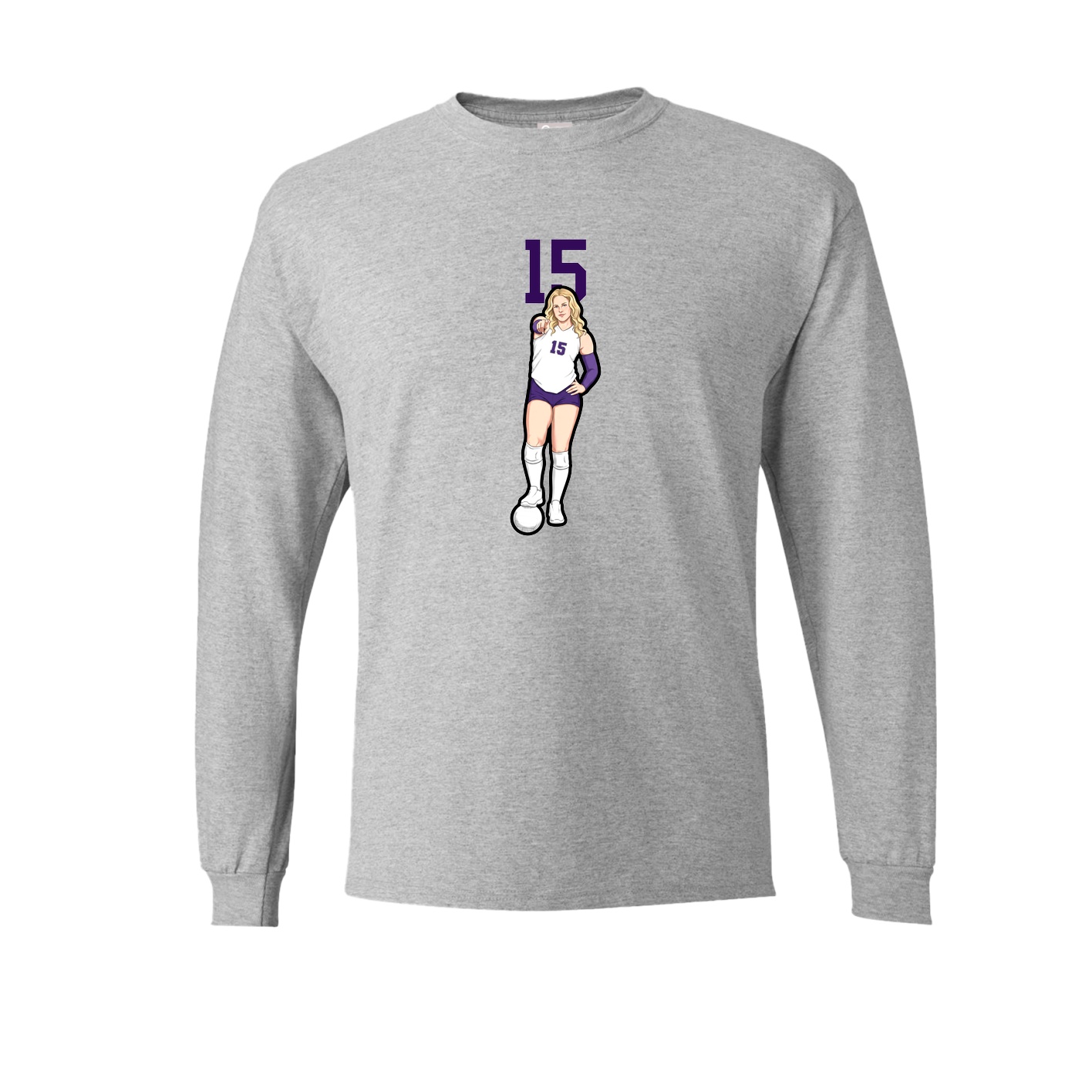 Long Sleeve Tee — Number Top in Grey