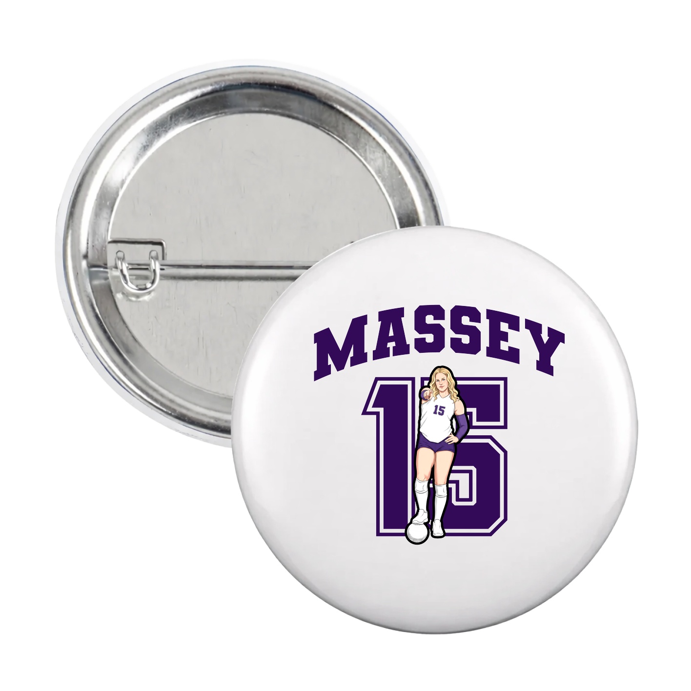 Game Day Button — Number in White