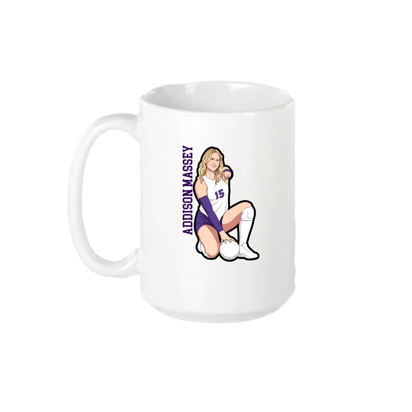 15oz Coffee Mug — Name Vertical in White